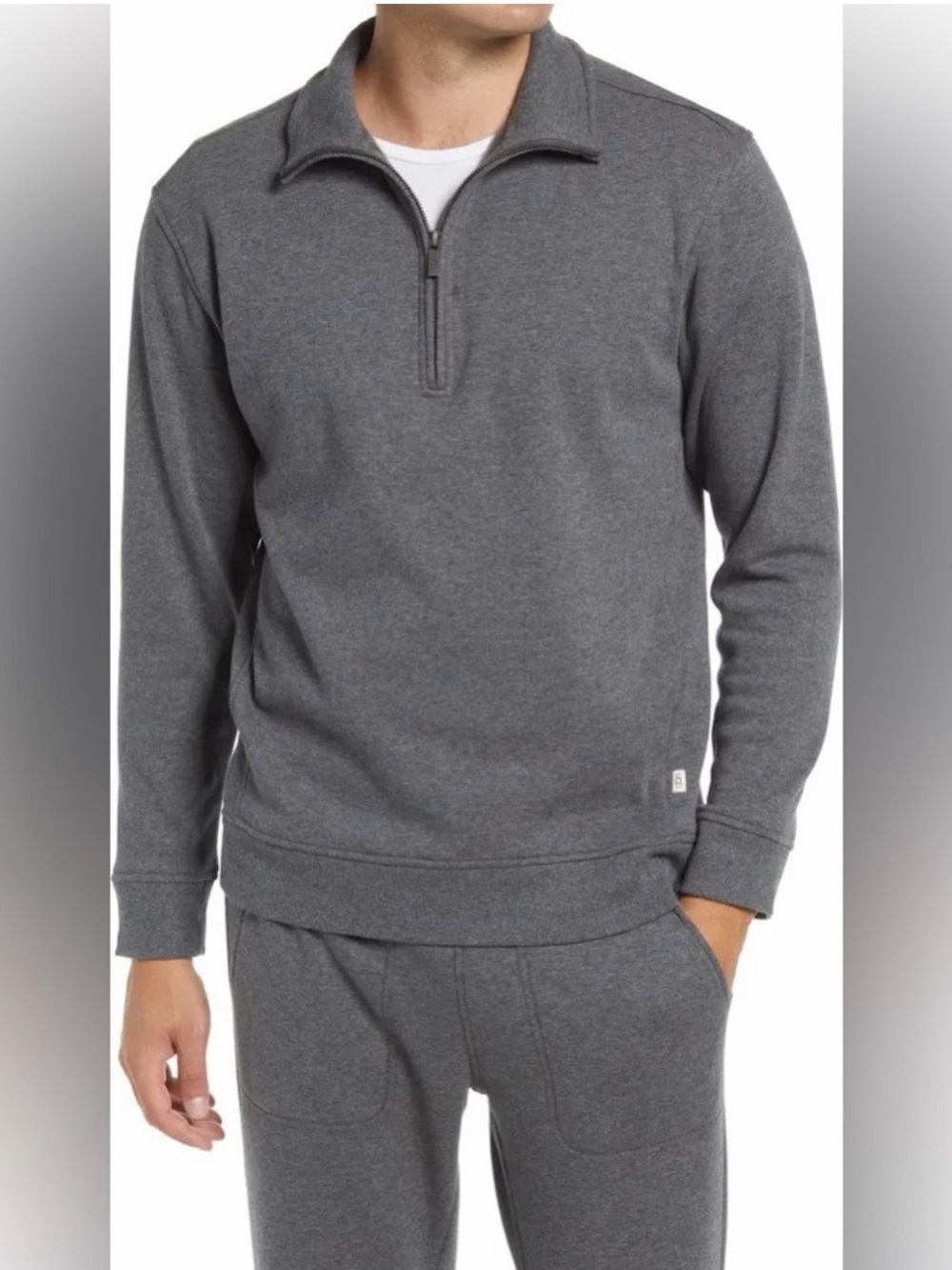 UGG Charcoal Gray Quarter Zip-up stand collar pull over Sweatshirt Medium